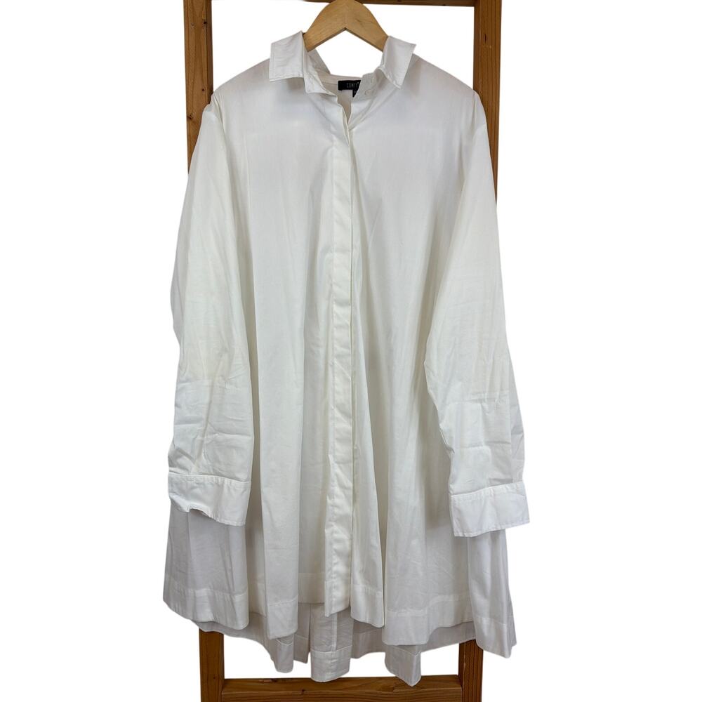 Comfy USA White Cotton Blend Back Zipper Button Up Shirt  Jacket Plus Size 2X